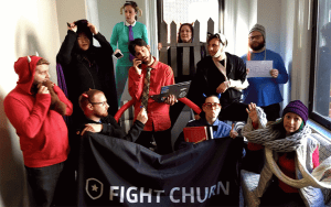 people dressed in halloween costumes