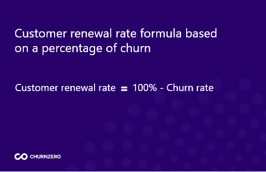 Formula to calculate customer renewal rate formula based on a percentage of churn. 